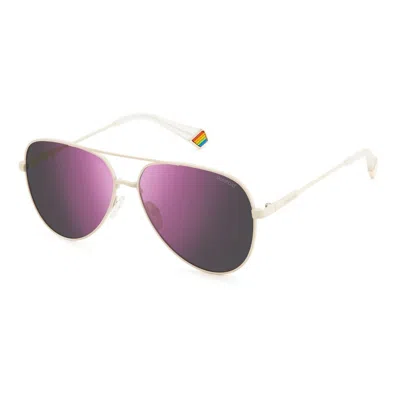 Polaroid White Metal Sunglasses In Purple