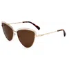 Polaroid Gold Metal Sunglasses In Brown