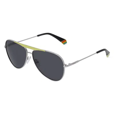 Polaroid Yellow Metal Sunglasses In Gray