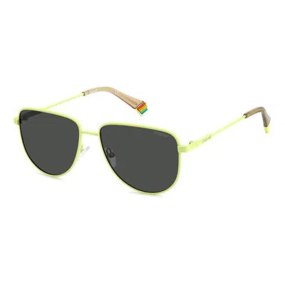 Polaroid Yellow Metal Sunglasses In Green