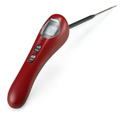 Polder Safe Serve Digital Instant Read Grill Thermometer W/ 10 Inch Probe In Red