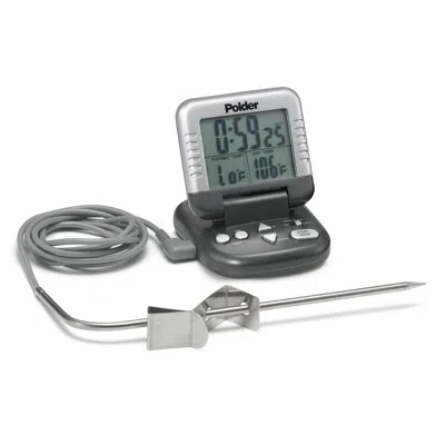 Polder Thm-362-86 Digital In-oven Probe Thermometer/timer, Graphite In Gray