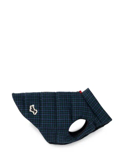 Poldo Dog Couture Lake Trail Reversible Checked Dog Coat In Blue