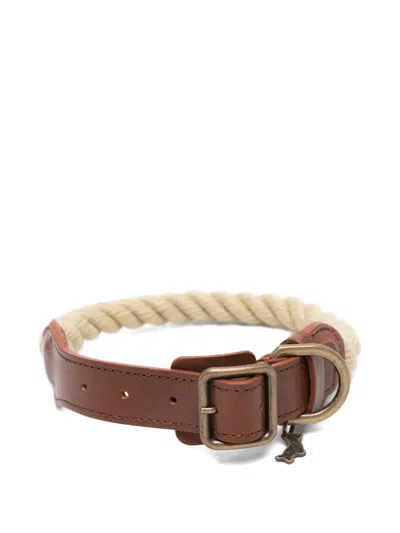 Poldo Dog Couture Rope Charm-detail Pet Collar In Brown