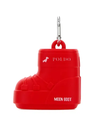 Poldo Dog Couture X Moon Boot Dog Bag Dispenser In Red