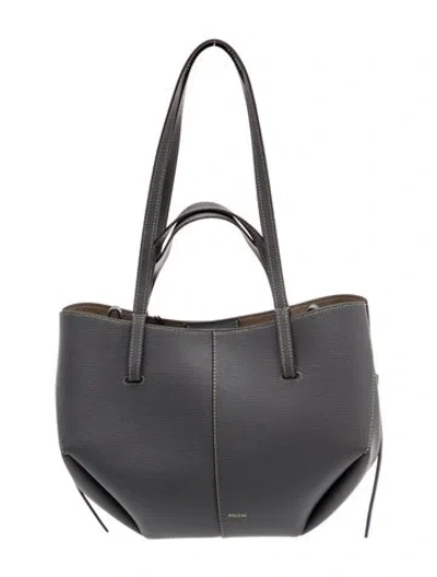 Pre-owned Polene Calf Leather Cyme W/ Pouch Mini In Gray