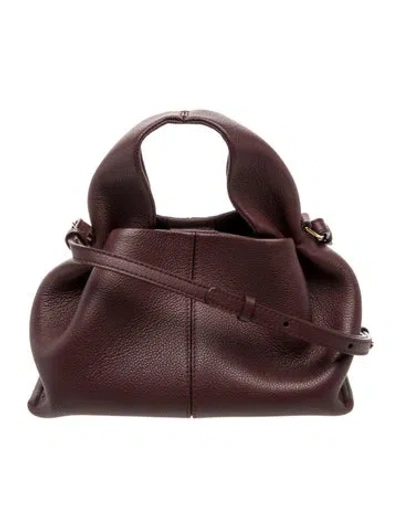 Pre-owned Polene Calf Leather Numéro Neuf W/ Strap Mini In Burgundy