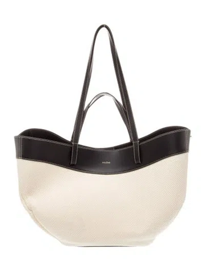 Pre-owned Polene Canvas Bucket Bag In Neutral