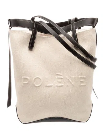 Pre-owned Polene Canvas Bucket Bag In Neutral
