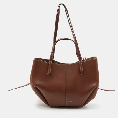 Pre-owned Polene Cyme Mini Brown Leather Tote