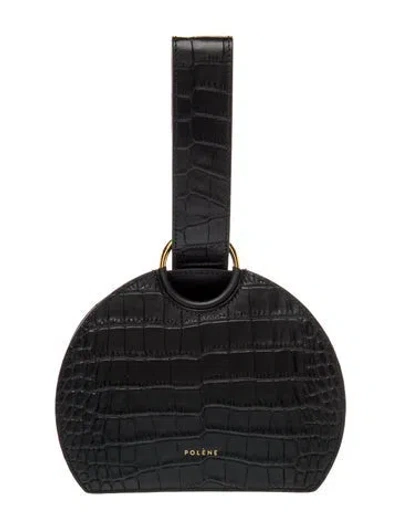 Pre-owned Polene Embossed Leather Numéro Six In Black