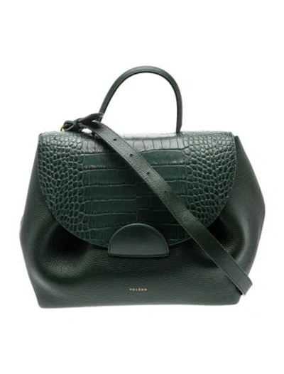 Pre-owned Polene Embossed Leather Numéro Un In Green