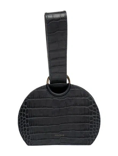 Pre-owned Polene Embossed Leather Top Handle Bag In Blue