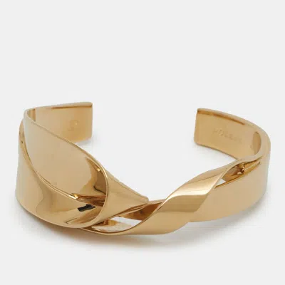 Pre-owned Polene Gold Tone Open Cuff Bracelet M