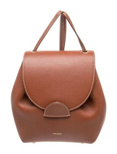 Pre-owned Polene Leather Backpack In Brown