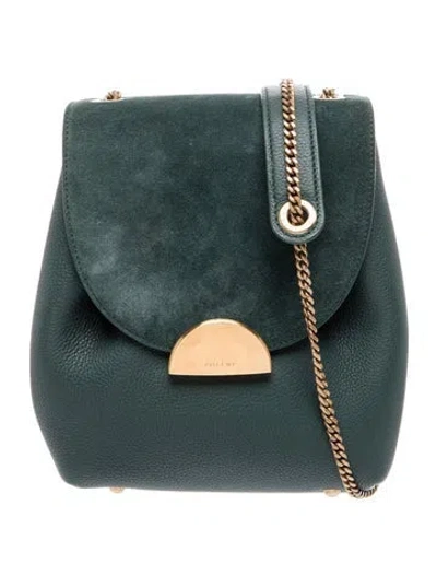 Pre-owned Polene Leather Backpack In Green