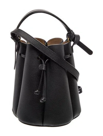 Pre-owned Polene Leather Bucket Bag In Black