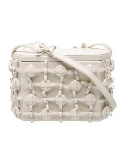 Pre-owned Polene Leather Button Bow Box Edition Porcelain In Neutral