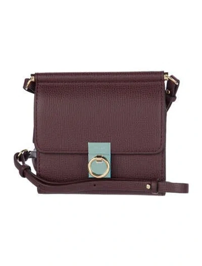 Pre-owned Polene Leather Compact Wallet In Burgundy