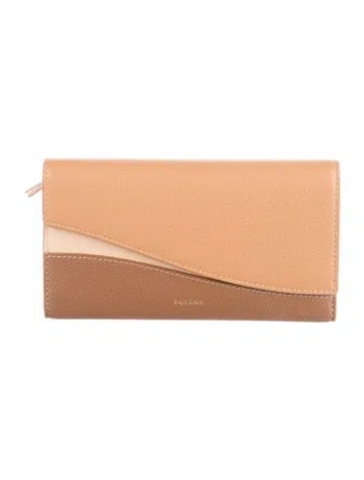Pre-owned Polene Leather Continental Wallet In Brown