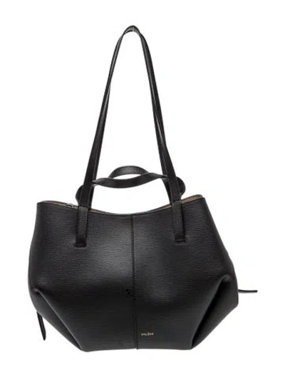 Pre-owned Polene Leather Cyme In Black