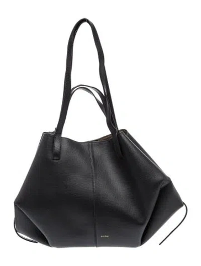 Pre-owned Polene Leather Cyme In Black