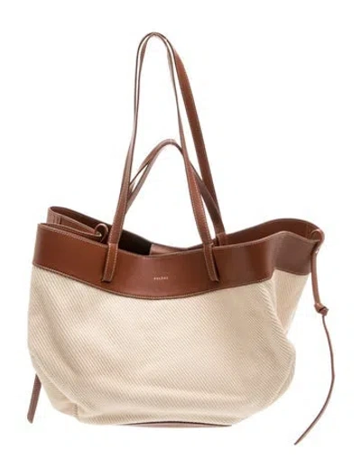 Pre-owned Polene Leather Cyme Large In Brown/neutrals