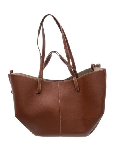 Pre-owned Polene Leather Cyme Standard Large In Brown