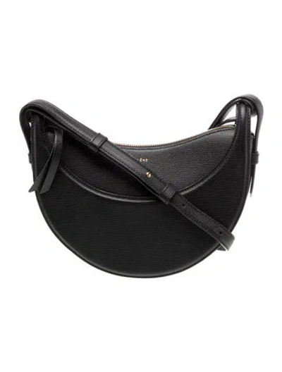 Pre-owned Polene Leather Messenger Bag In Black