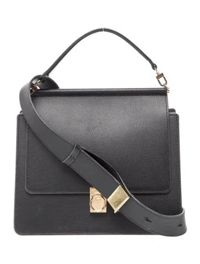 Pre-owned Polene Leather Messenger Bag In Black