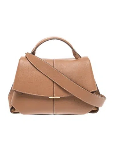 Pre-owned Polene Leather Mokki Edition Textured Came In Brown