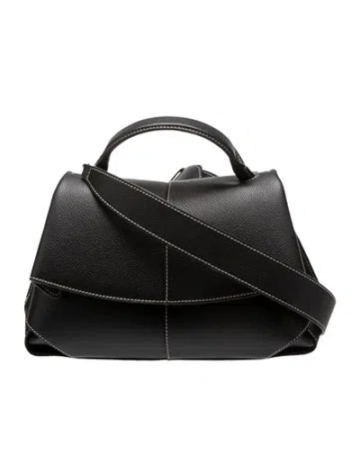 Pre-owned Polene Leather Mokki W/ Strap W/ Tags In Black