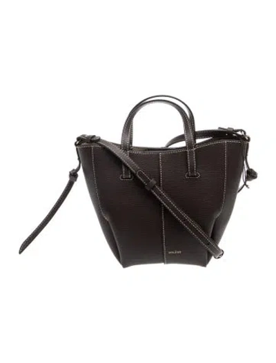Pre-owned Polene Leather Nano Cyme In Brown