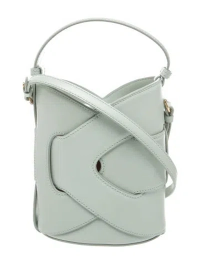 Pre-owned Polene Leather Nodde Seau In Green
