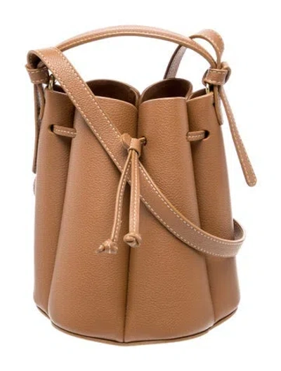 Pre-owned Polene Leather Numéro Huit In Camel Textured Calfskin Mini In Neutrals