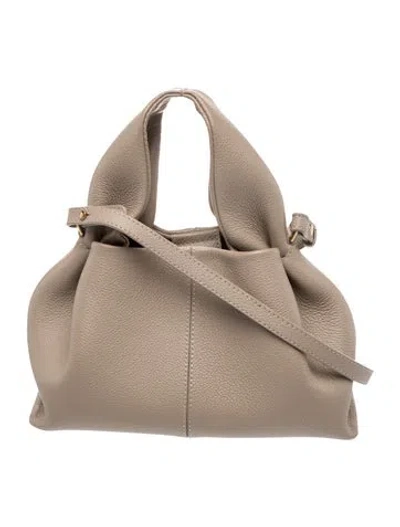 Pre-owned Polene Leather Numéro Neuf Mini In Gray