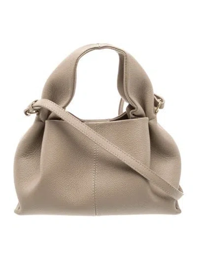 Pre-owned Polene Leather Numéro Neuf Mini In Gray