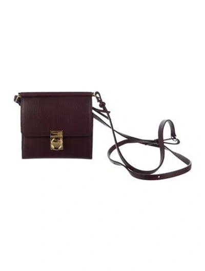 Pre-owned Polene Leather Numéro Sept Crossbody Wallet Mini In Burgundy