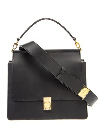 Pre-owned Polene Leather Numéro Sept Medium In Black