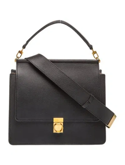Pre-owned Polene Leather Numéro Sept Medium In Black