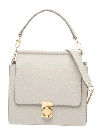 Pre-owned Polene Leather Numéro Sept W/ Chain Mini In Gray