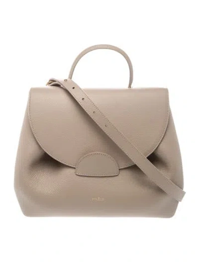 Pre-owned Polene Leather Numéro Un In Grey