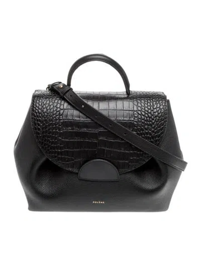 Pre-owned Polene Leather Numéro Un Medium In Black