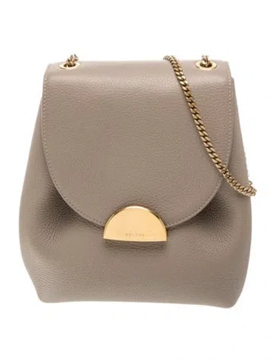Pre-owned Polene Leather Numéro Un Mini In Gray