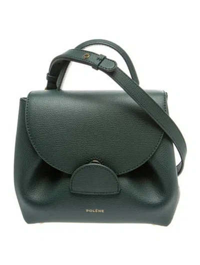 Pre-owned Polene Leather Numéro Un W/ Strap Nano In Green