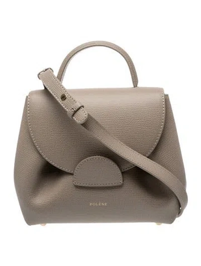 Pre-owned Polene Leather Numéro Un W/ Strap Nano In Grey