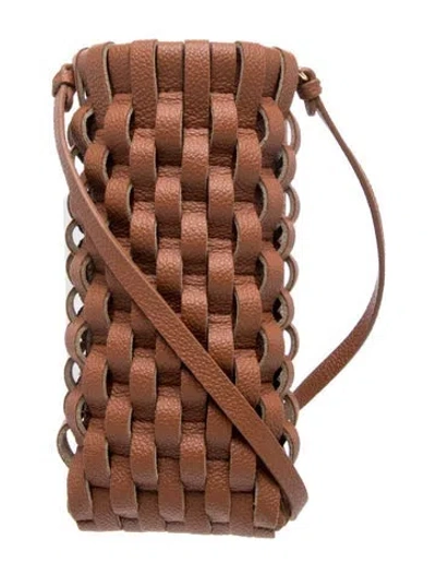 Pre-owned Polene Leather Onda Phone Case In Brown