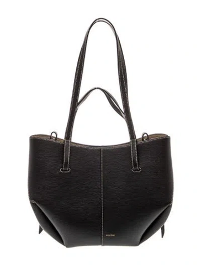 Pre-owned Polene Leather Shoulder Bag In Black