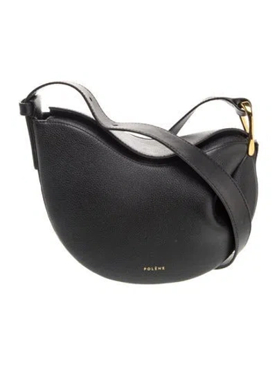 Pre-owned Polene Leather Tonca Small In Black
