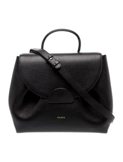 Pre-owned Polene Leather Top Handle Bag In Black